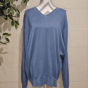 Greg Norman SHARK Natural Performance V-neck Sweater Wave Blue Sz XL.